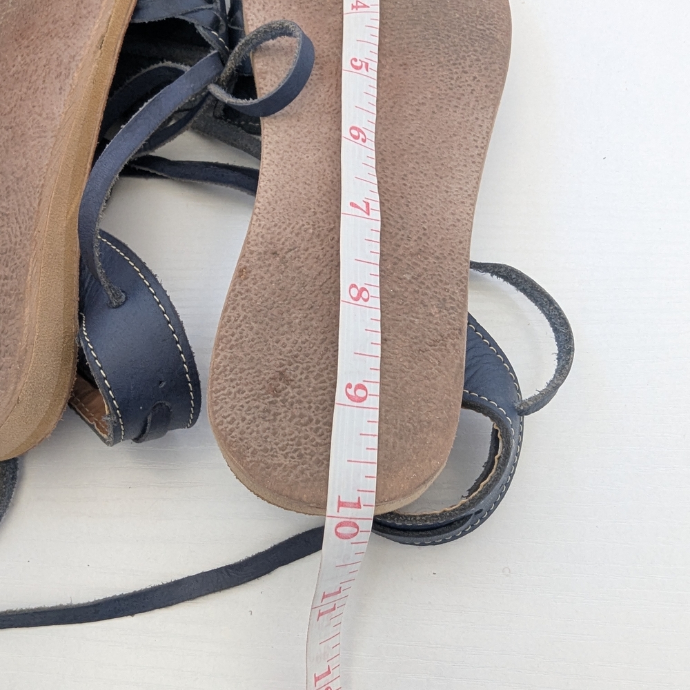 Alex Floral Embossed Navy Leather Sandals - Picture 9 of 9